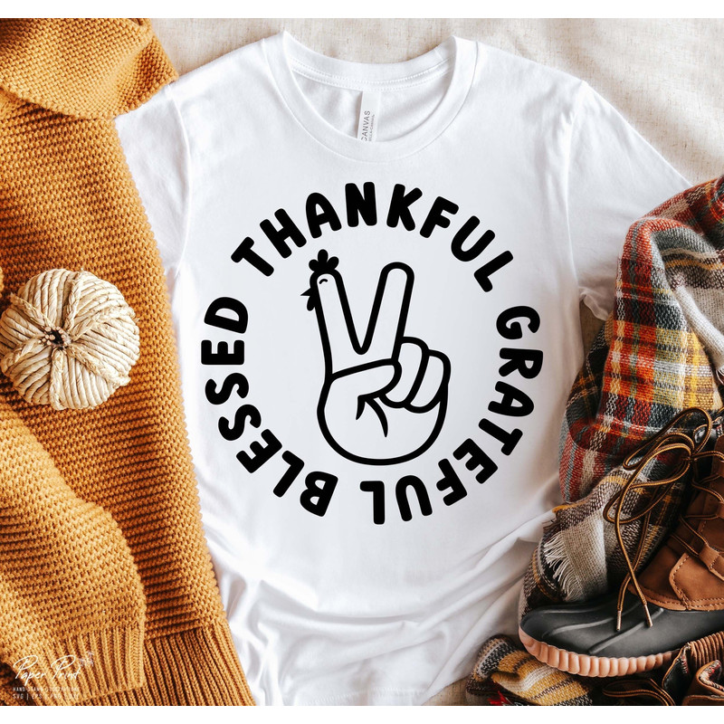 Peace Sign Turkey SVG PNG file, Thankful grateful blessed Svg, Thanksgiving Sublimation File, Fall shirt Svg, Cut File for Cricut Silhouette.jpg