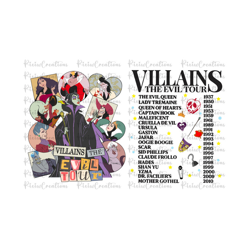 Villains Eras Tour Png, Villains Evil Tour Sublimation Png, Concert Music Design, Maleficent, Ursula, Evil Queen, Png Digital Download 1.jpg