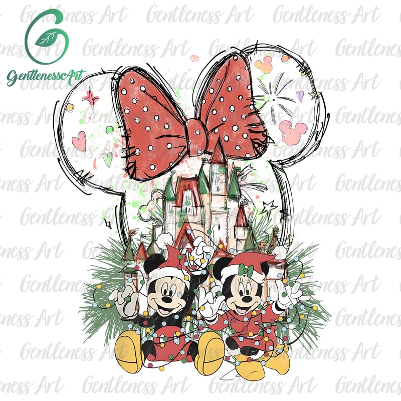 Christmas Watercolor Mouse And Friends Png, Retro Colorful Castle Png, Xmas Png, Magic Kingdom Png, Merry Christmas Png, Santa Claus Png 1.jpg