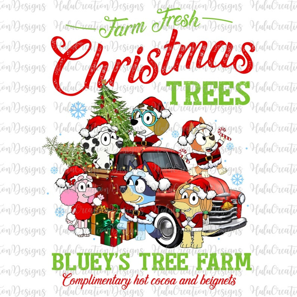 Blue Dog Tree Farm Christmas Png, Blue Dog and Family Png, Christmas Cartoon Png, Christmas Png File, Christmas Family Png, Xmas Holiday.jpg