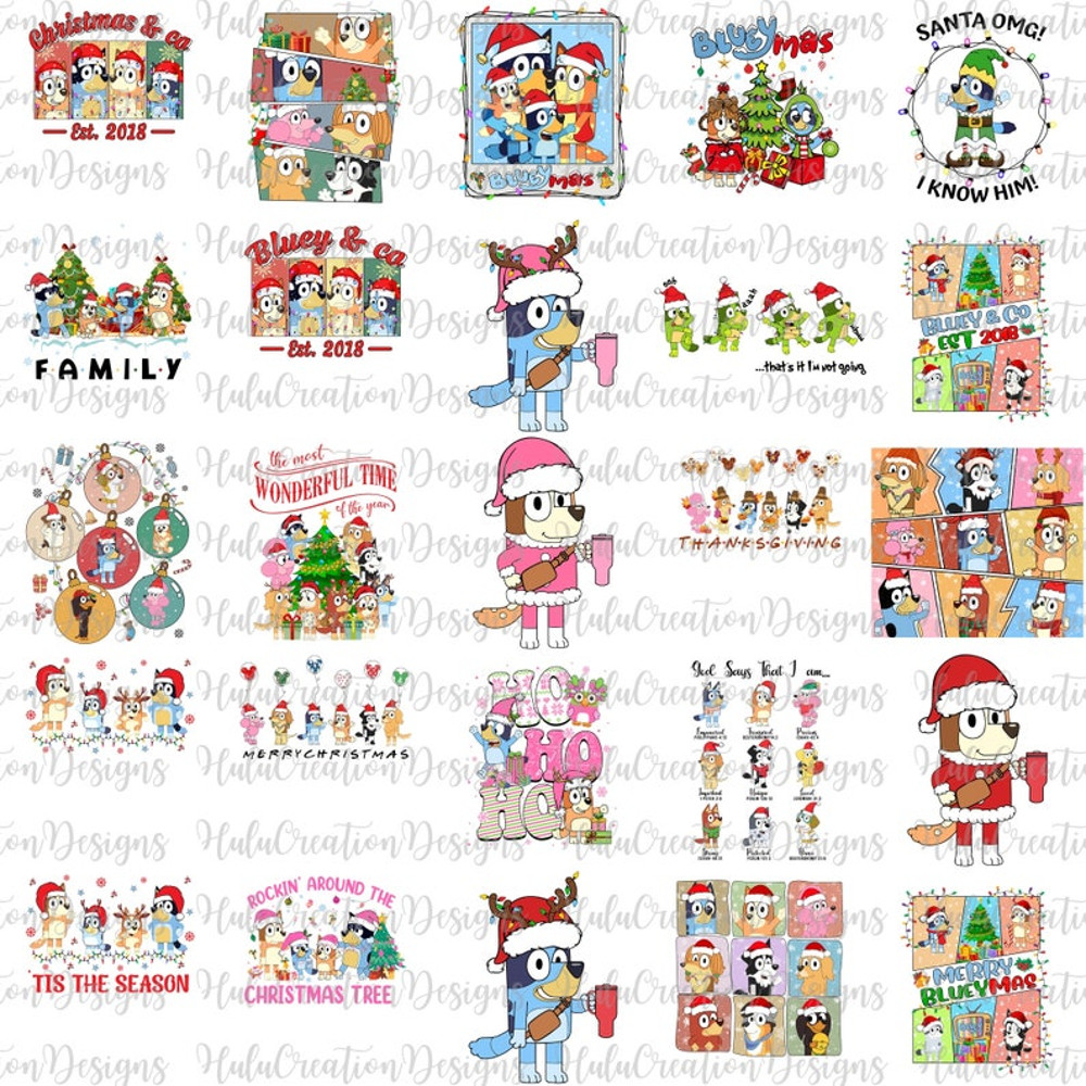 Bundle 25 Files Blue Dog Christmas Png, Christmas Cartoon Png, Blue Dog Png, Christmas Png File, Xmas Holiday, Christmas Shirt Design Png.jpg