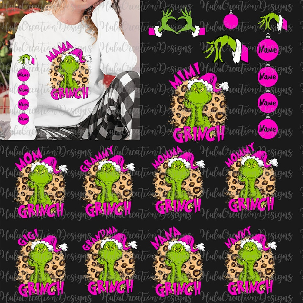 Bundle Custom Mama Christmas Png, Leopard Christmas Grandma, Christmas Heart Png, Grandma Gift Png, Pink Christmas Mama Png, Kids Name Png.jpg