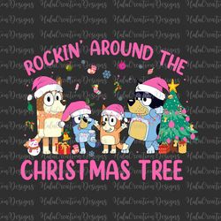 pink blue dog christmas png, christmas cartoon png, christmas png file, christmas family shirt design png, blue dog and