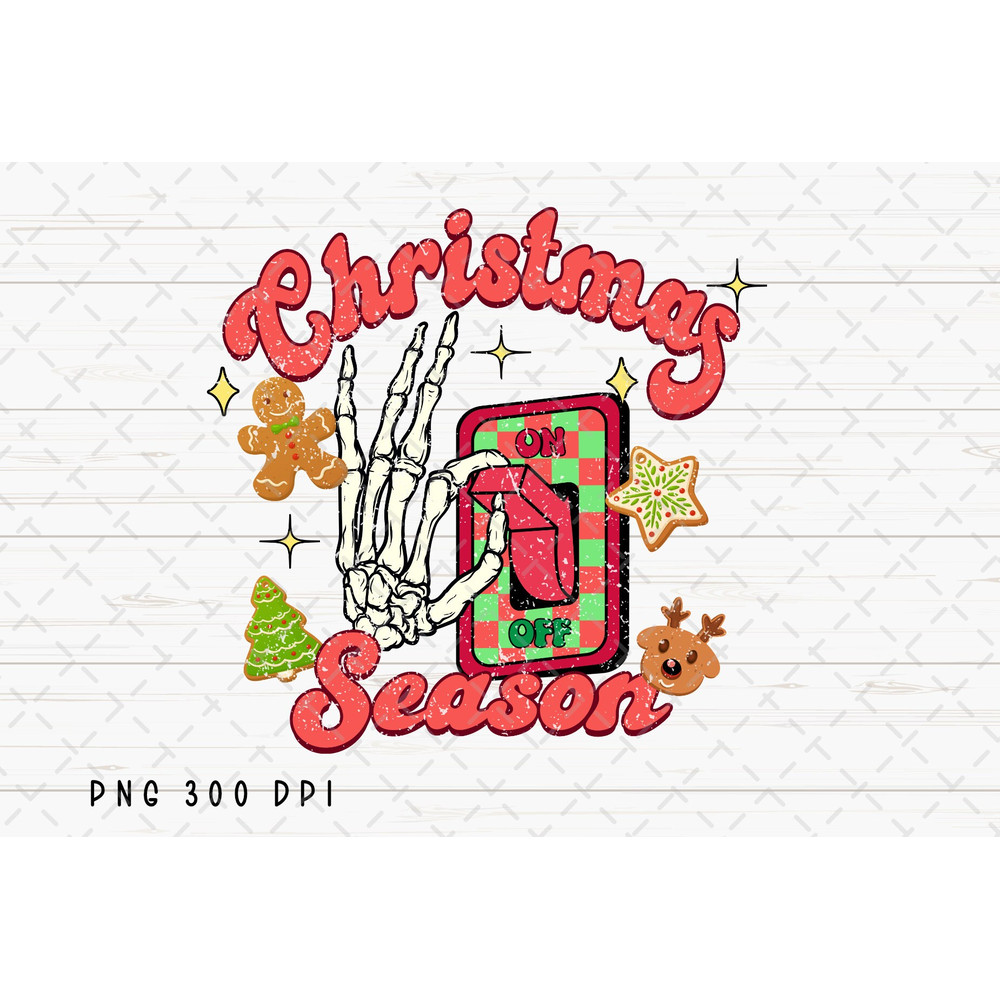Christmas Season PNG File, Retro Merry Christmas Sublimation, Skull Skeleton Hand Design, Instant Digital Download 1.jpg