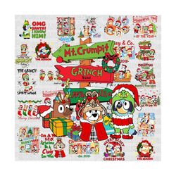30 new christmas blue dog bundle, christmas family shirt design png bundle, blue dog family png, christmas cartoon png b