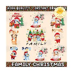 8 christmas family shirt design png bundle, blue dog family png, christmas cartoon png bundle, instant download