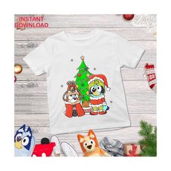 bluey and bingo family merry christmas 2023 png | bluey family christmas | png blue dog christmas | bluey and bingo | bl