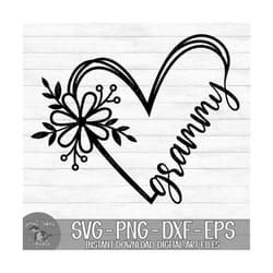 grammy flower heart - instant digital download - svg, png, dxf, and eps files included! gift idea, mother's day, floral