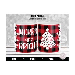 christmas mug press, holiday mug press, cricut mug press svg, mug press svg design, merry and bright svg, infusible ink svg, sublimation png