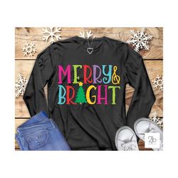christmas svg, merry and bright svg, christmas shirt design, holiday tshirt image, sublimation, cut file, dxf png jpeg