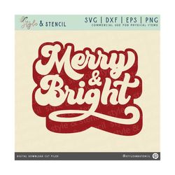 merry and bright svg - christmas svg - retro font - merry and bright - retro christmas decor - christmas shirt - christmas decor - retro