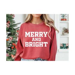 merry and bright svg, merry and bright sublimation png, farmhouse christmas svg, merry and bright cut cutting file for cricut and silhouette