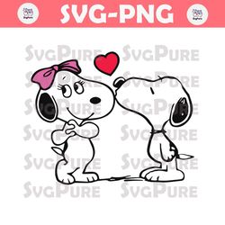Cute Kissing Snoopy Valentine SVG