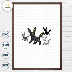 Poke Umbreon Layered SVG Cricut Cut File Silhouette Cameo Instant Digital Download Decal Vector Clipart Sticker svg png