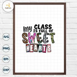 my class is full of sweet hearts PNG file, Retro Valentine Png
