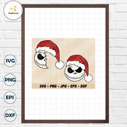 Jack Face Christmas Hat Svg Png, Layered Jack Skellington Face Svg, The Nightmare Before Christmas Svg Files For Cricut,