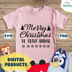 Merry Christmas Ya Filthy Animal SVG, Christmas SVG, Holiday SVG, Png, Eps, Dxf, Cricut, Cut Files, Silhouette Files