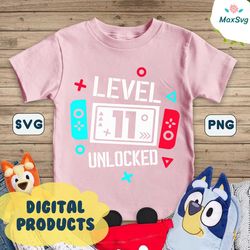 Level 11 Unlocked Birthday Svg, 11th Birthday Boy Gamer Svg, 11 years Old Gamer Shirt Svg, Funny Kids Gamer Svg Digital