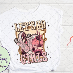 lets go girls cowgirl western retro png design 149