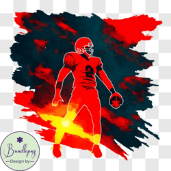 Glowing American Football Player in Fiery Sky PNG Design 303