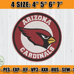 Cardinals Embroidery, NFL Cardinals Embroidery, NFL Machine Embroidery Digital, 4 sizes Machine Emb Files -01 -Bundlepng