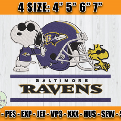 Ravens Embroidery, Snoopy Embroidery, NFL Machine Embroidery Digital, 4 sizes Machine Emb Files-01-Bundlepng