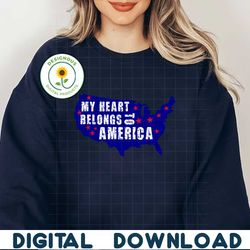 My heart belongs to America SVG PPNG,4th of July SVG Bundle