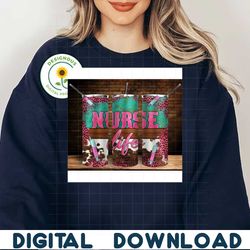 Nurse Life Tumbler Png Sublimation Design, Nurse Tumbler Png, Western Nurse Life Tumbler Png, Pink Leopard Nurse Tumbler