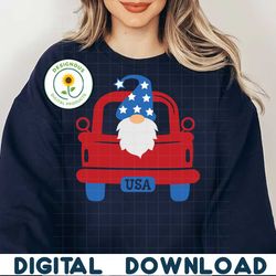 Gnome Truck USA SVG PNG, 4th of July SVG Bundle