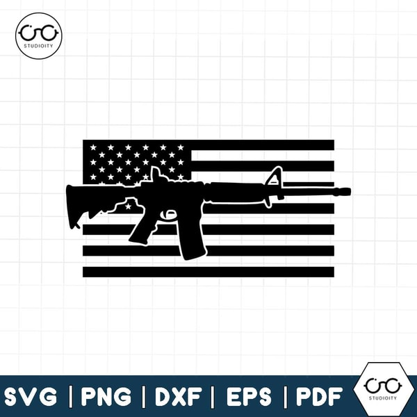 Man And Rifle Svg American Flag Svg, AR15 Rifle Svg, USA Flag, Weapon, Gun, Mi - Inspire ...
