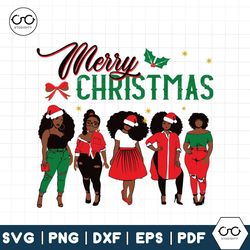 -merry christmas afro messy bun black girl svg