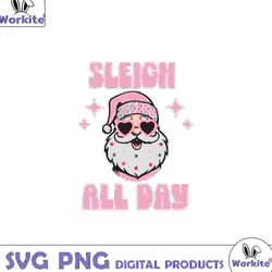 pink santa sleigh all day svg