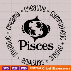 pisces svg, zodiac svg, zodiac signs clipart svg, gift for pisces png, horoscope gift svg cricut cut files, silhouette c