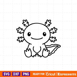 cute sitting axolotl outline svg cut file for cricut silhouette kawaii underwater sea animal axolotl kids iron on vinyl