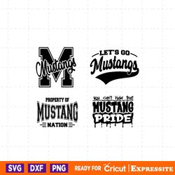 mustangs mascot bundle svg, mustangs school spirit svg, mustangs cheerleading, mustangs team gear, cricut, silhouette, s