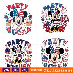 disney minnie mouse party in the usa svg png bundle
