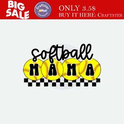 softball mama retro checkered mama svg