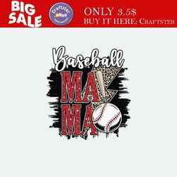 retro baseball mama leopard lightning bolt png
