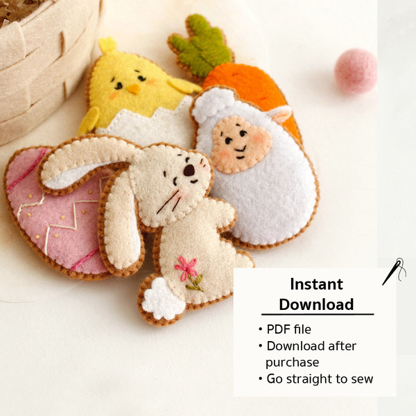 Information about felt Easter cookies PDF tutorial with patterns