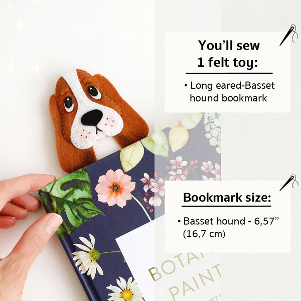 Information about felt kids Basset hound bookmark PDF tutorial with pattern