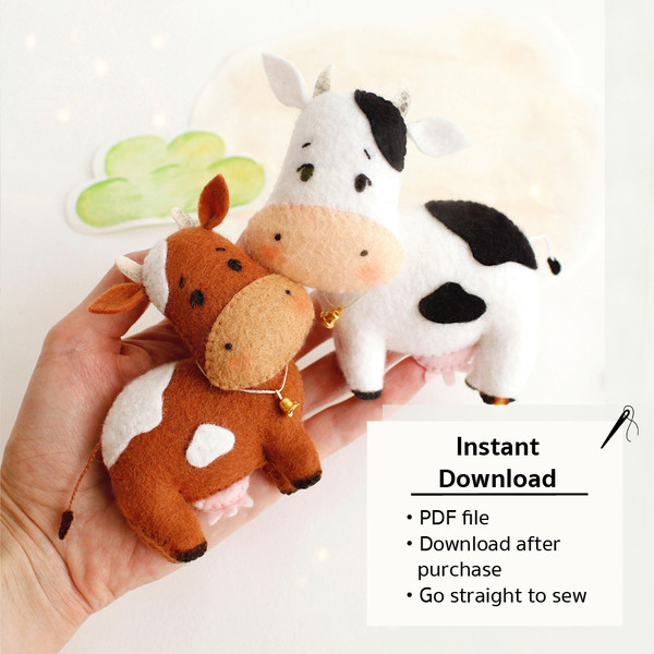 Information about felt cows PDF tutorial with patterns