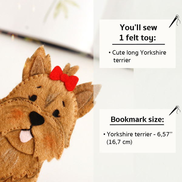 Information about felt kids Yorkshire terrier dog bookmark PDF tutorial with pattern