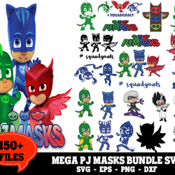 150 Files PJ Masks Svg Bundle SVG