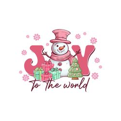 Joy to the World Pink Christmas Snowman