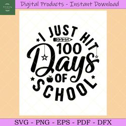 100 Days of School SVG,I Just Hit 100 Da