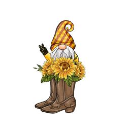 sunflower boots gnome sublimation png