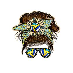 volleyball messy bun sublimation png