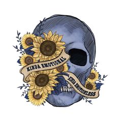 sunflower skull emotional png