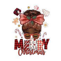 merry christmas afro messy bun png