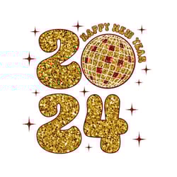 happy new year 2024 glitter disco ball